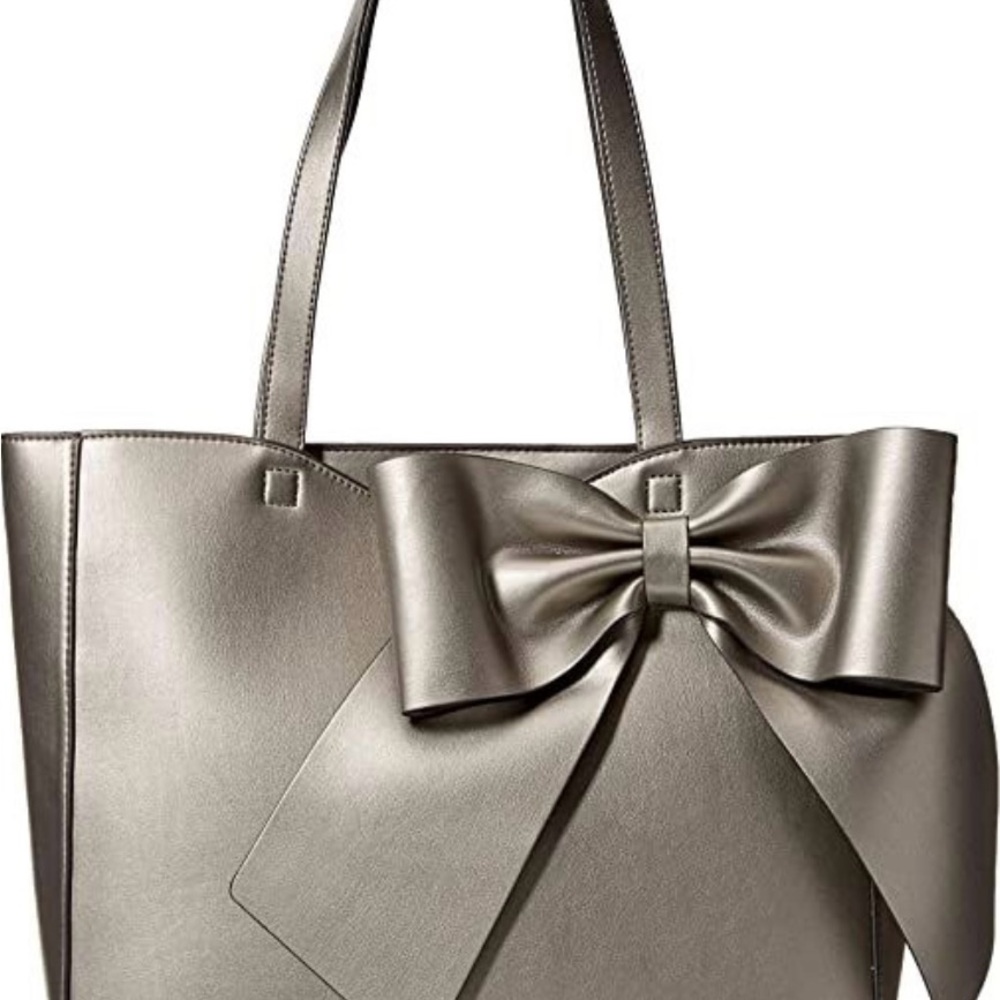 Karl Lagerfeld Elegant Silver Tote Bag with Bow Accent